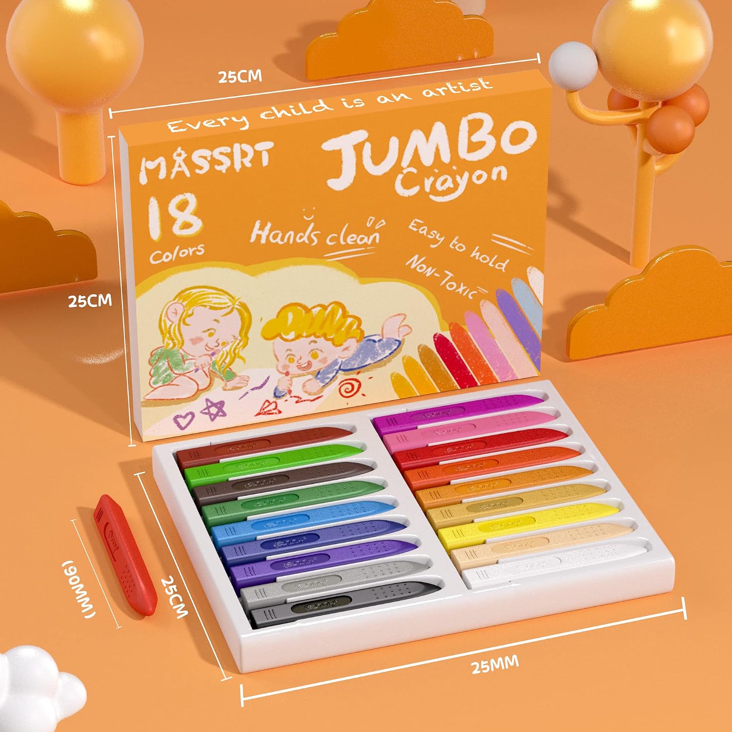 Thumbnail 6 de MASSRT Jumbo Crayons 18 Colours