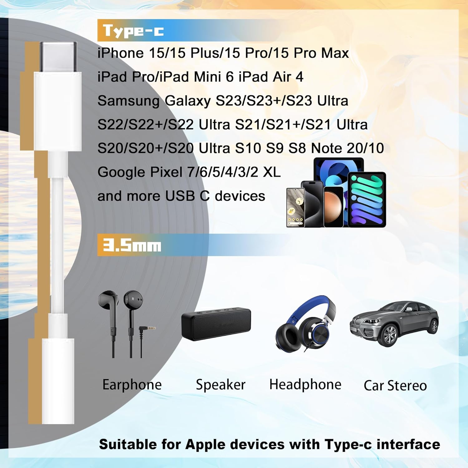 Thumbnail 1 de USB-C to 3.5mm Headphone Jack Adapter (Female) – 2 Pack Type C to Aux Dongle for iPhone and more