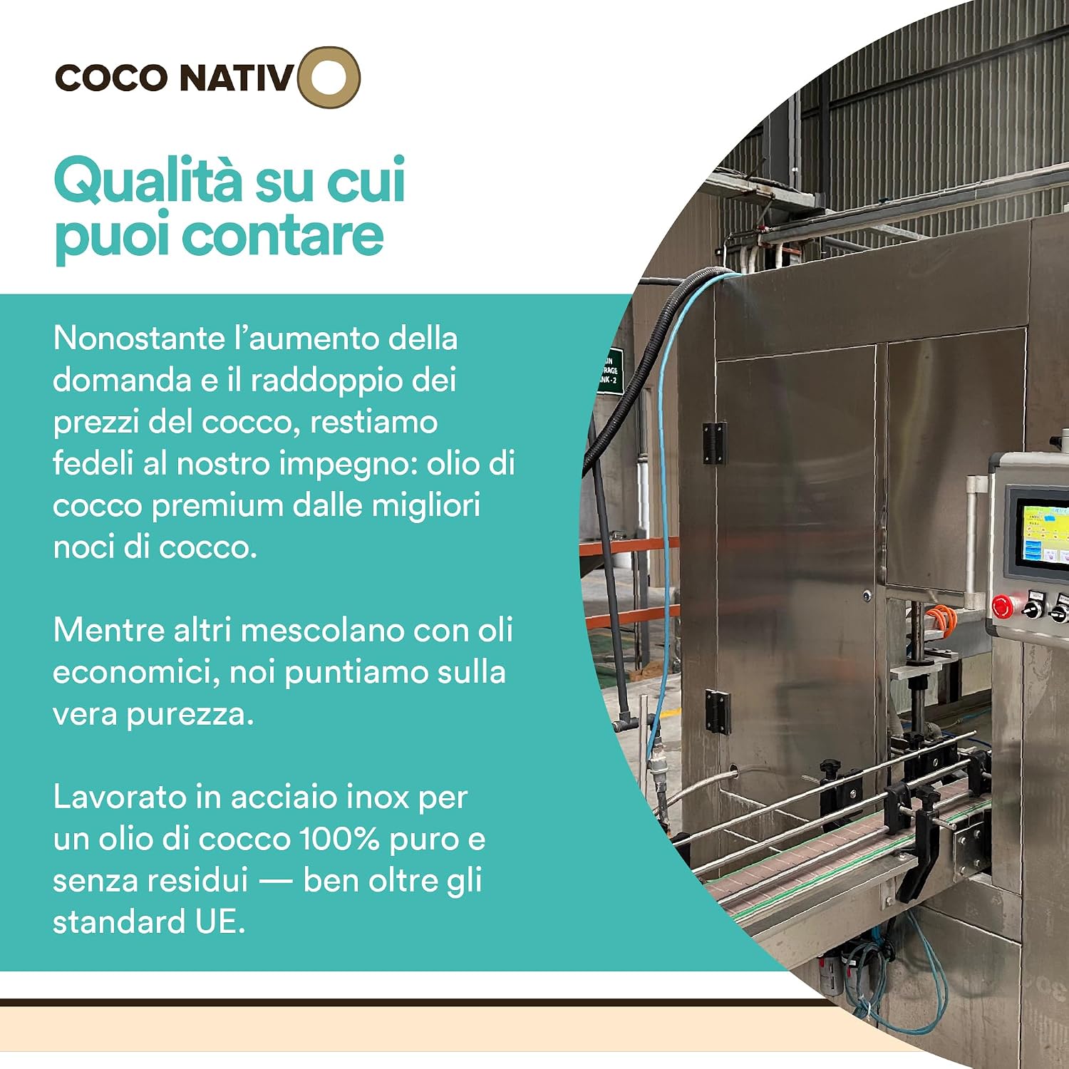 Detalle 2 de Olio di Cocco Biologico Extra Vergine CocoNativo – 6x1000 ml, crudo e spremuto a freddo