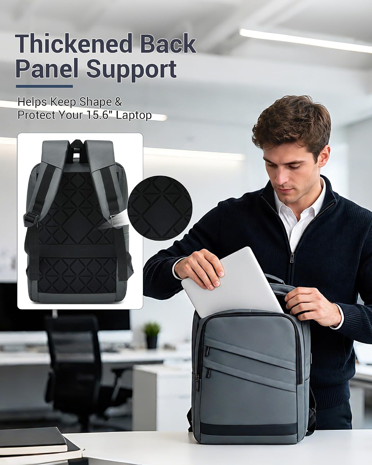 Detalle de Shavont Laptop Backpack for Men and Women: Lightweight 15.6 Inch Bag for Work, School and Travel