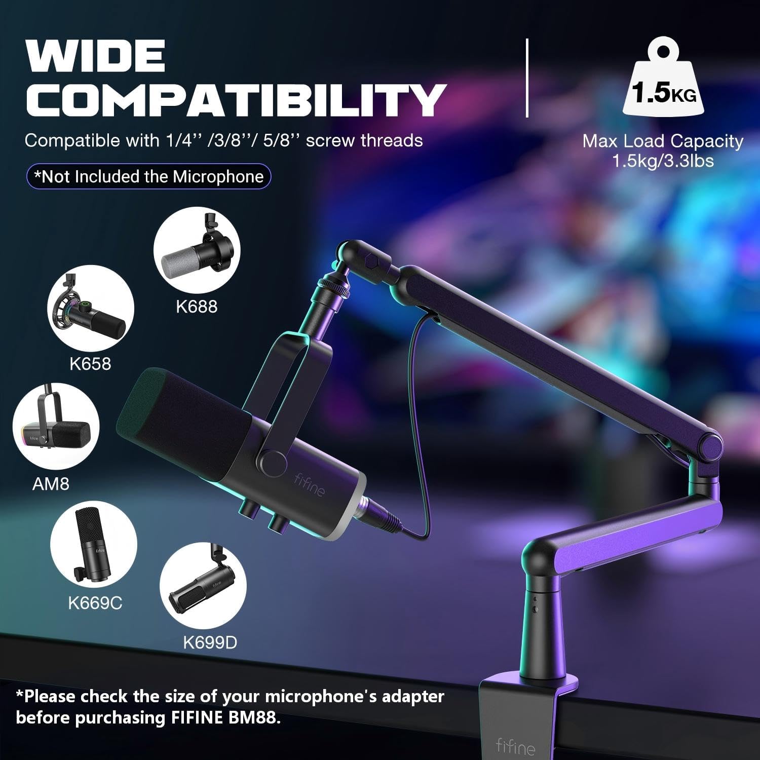 Thumbnail 3 de FIFINE BM88 Low Profile Microphone Boom Arm Stand for Gaming Streaming