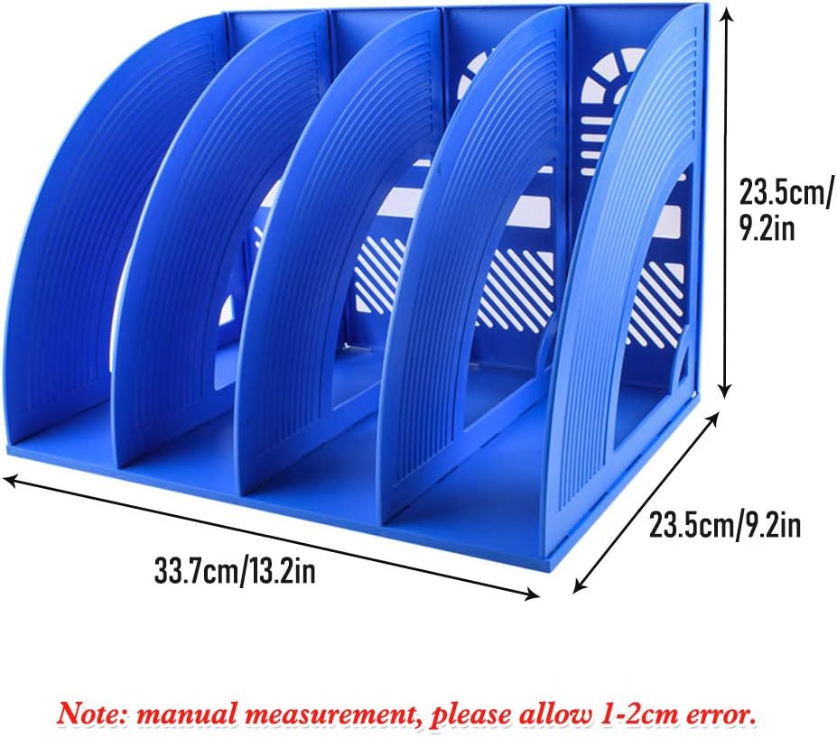 Detalle de SAYEEC Schreibtisch-Organizer mit 4 Fächern für Zeitschriften und Dokumente, blau