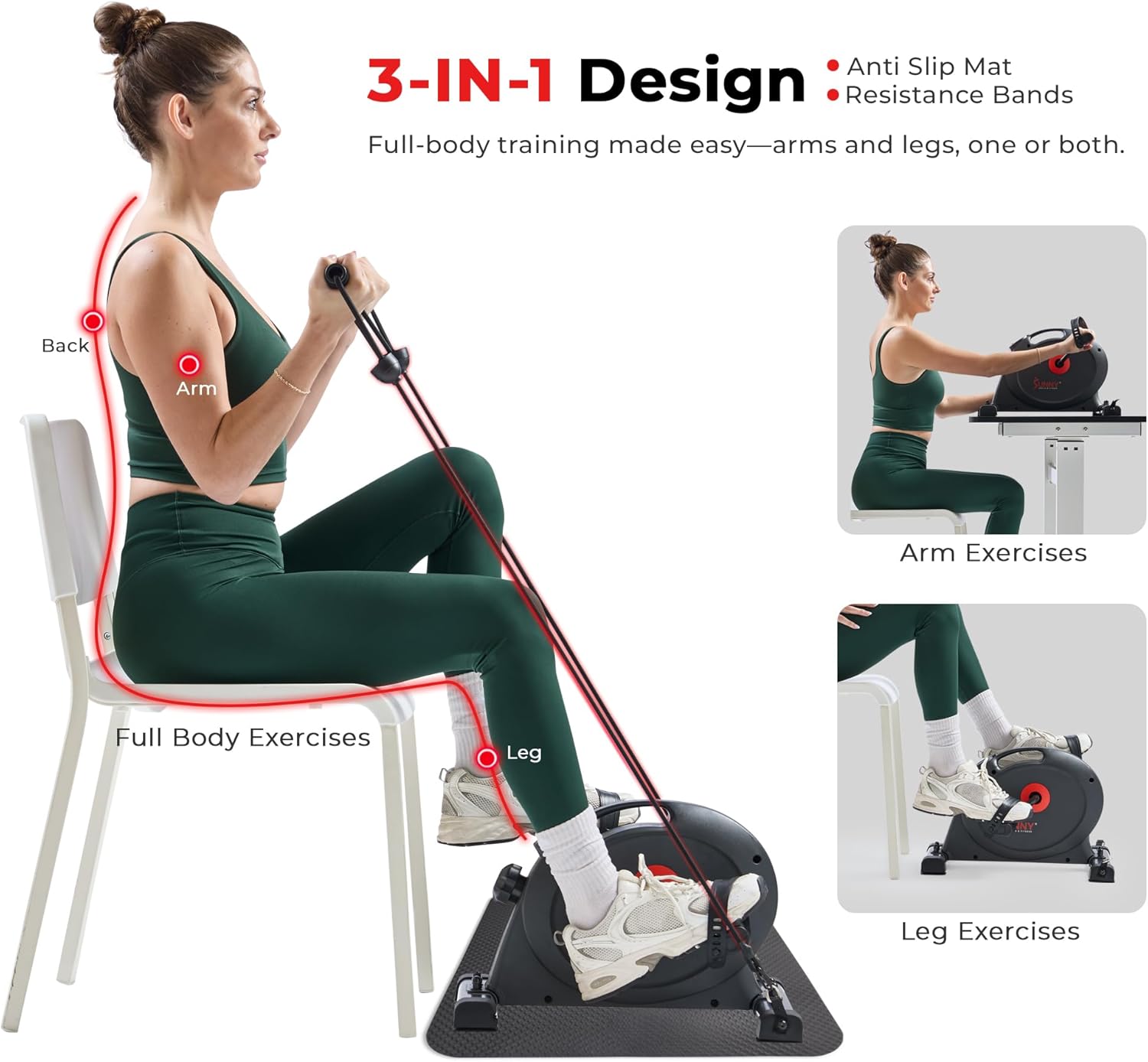 Detalle 2 de Sunny Health & Fitness Smart Under-Desk Bike for Home