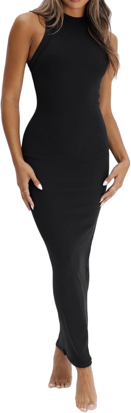 Thumbnail 6 de LEEDYA Women's Summer Bodycon Dress – Sleeveless Ribbed Tank Midi/Above-Knee Fit