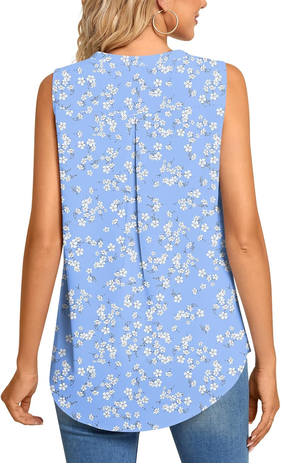 Thumbnail 2 de Aodemo Women Summer Dressy Chiffon Blouse: Petal Short Sleeve/Sleeveless V-Neck Tunic
