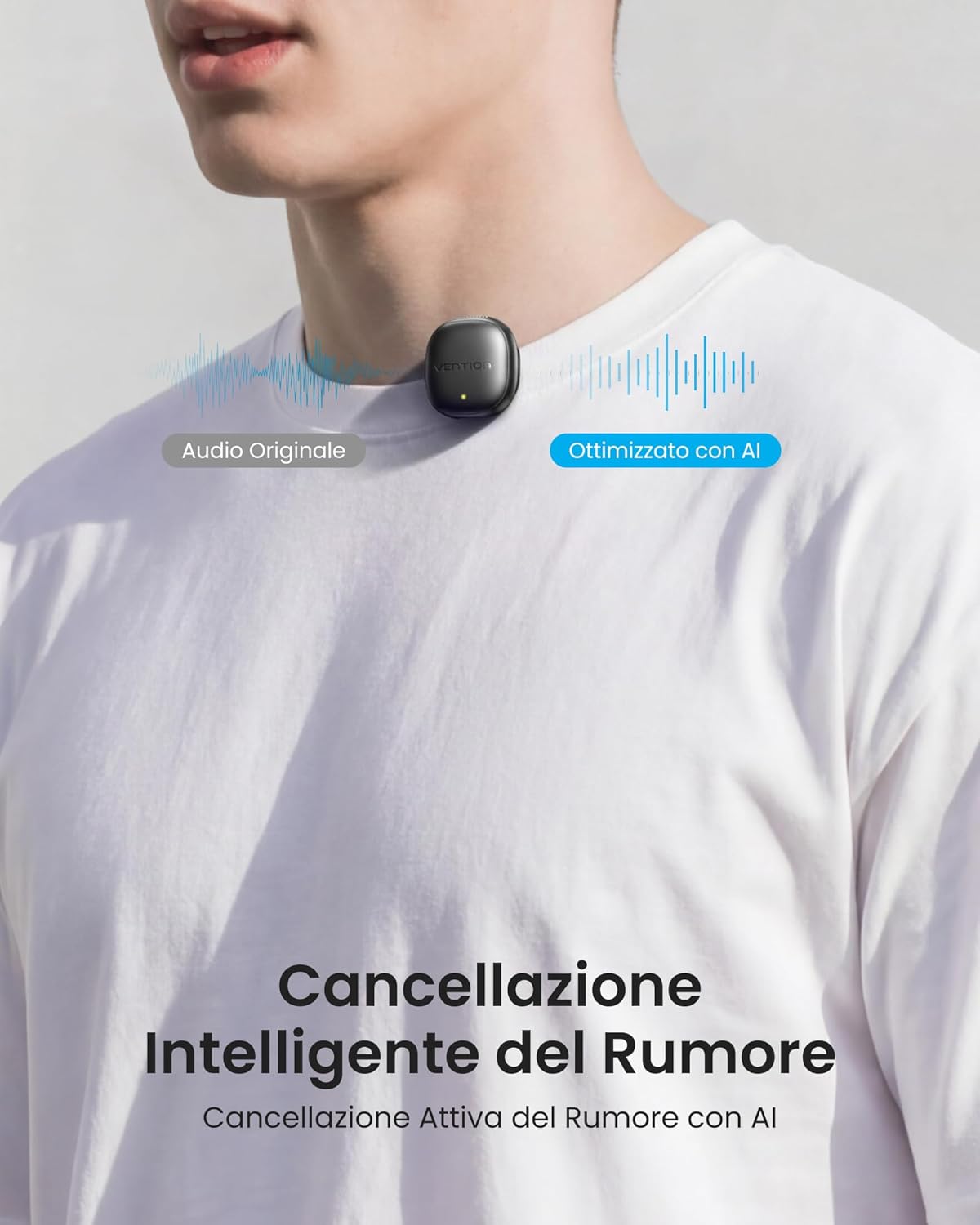 Thumbnail 3 de Vention mini microfono wireless per iPhone 17/16/15 Pro Max e Android (USB-C, Bluetooth, lavalier) con custodia di ricarica 24 ore