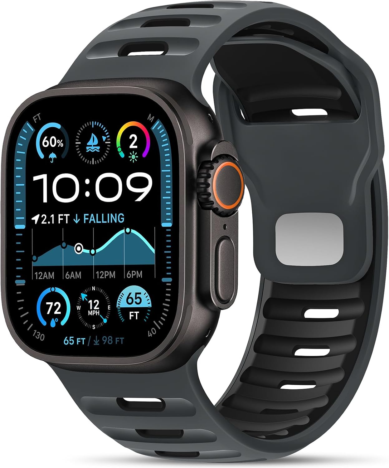 Detalle de Higgs Sport Strap for Apple Watch Ultra 3/Ultra 2 and Series 1–11 (49mm–42mm) – Silicone, Adjustable