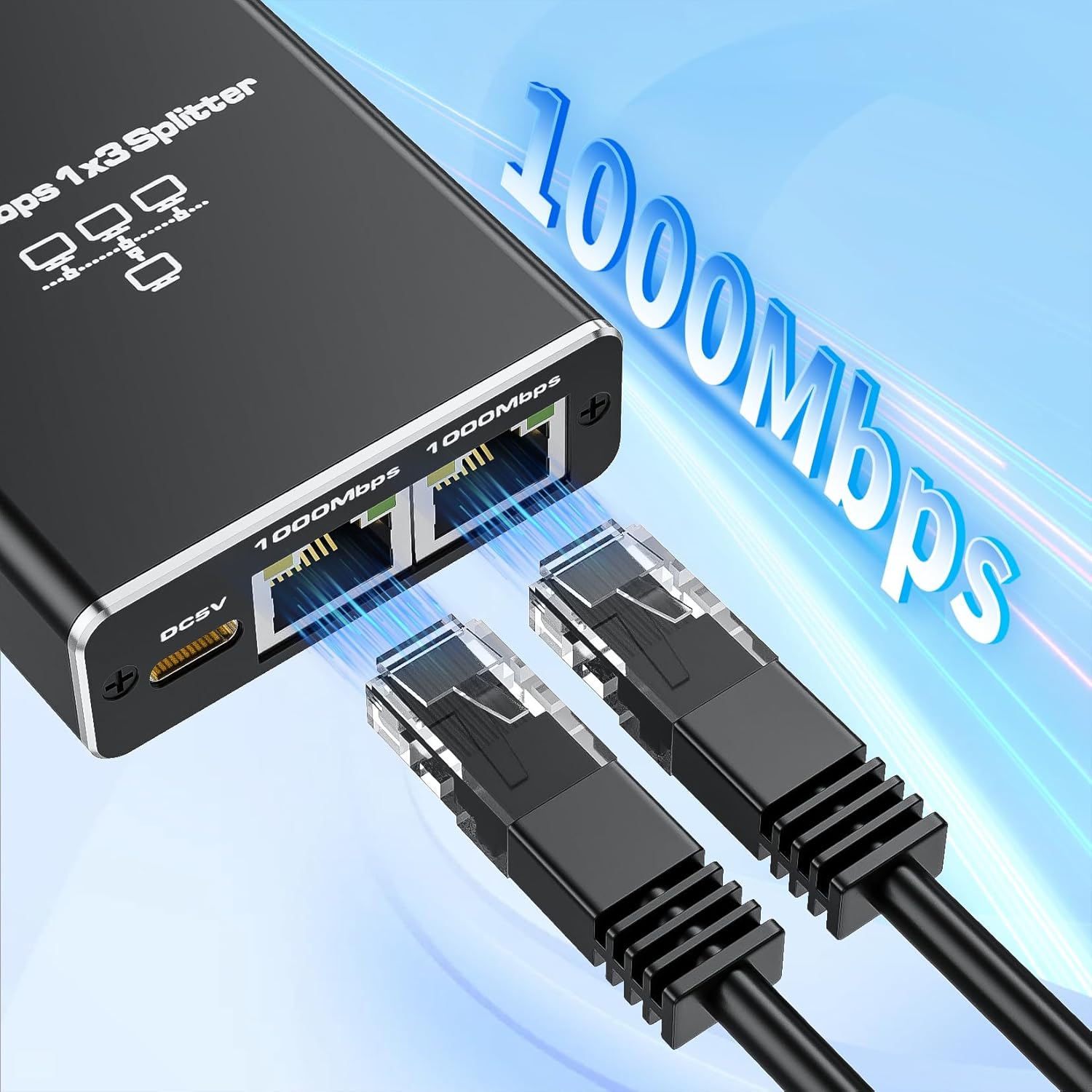 Detalle de BolAAzuL Ethernet splitter 1 to 3, 1000Mbps