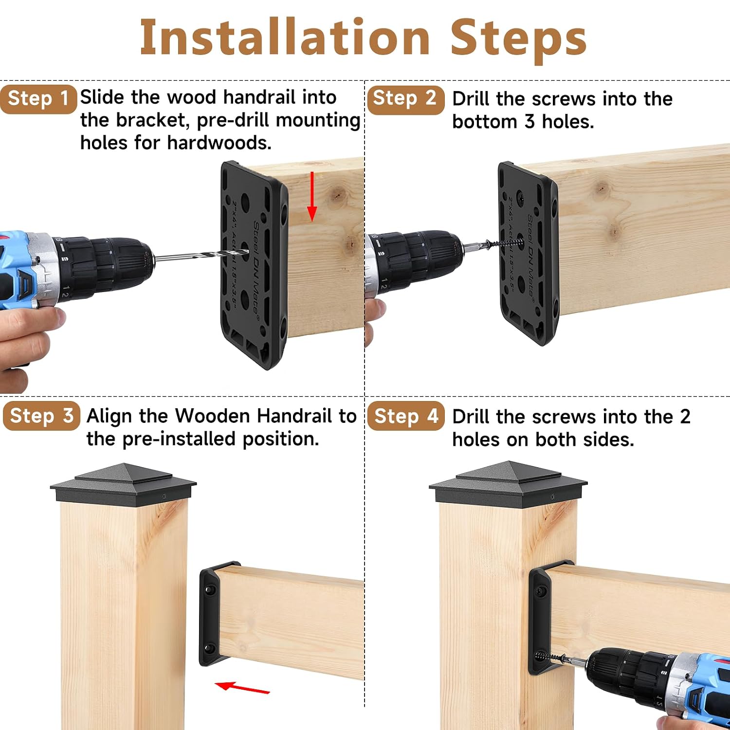 Thumbnail 5 de Steel DN Mate BC6 Deck Railing Brackets for 2x4 Posts, Fibreglass-Reinforced Nylon
