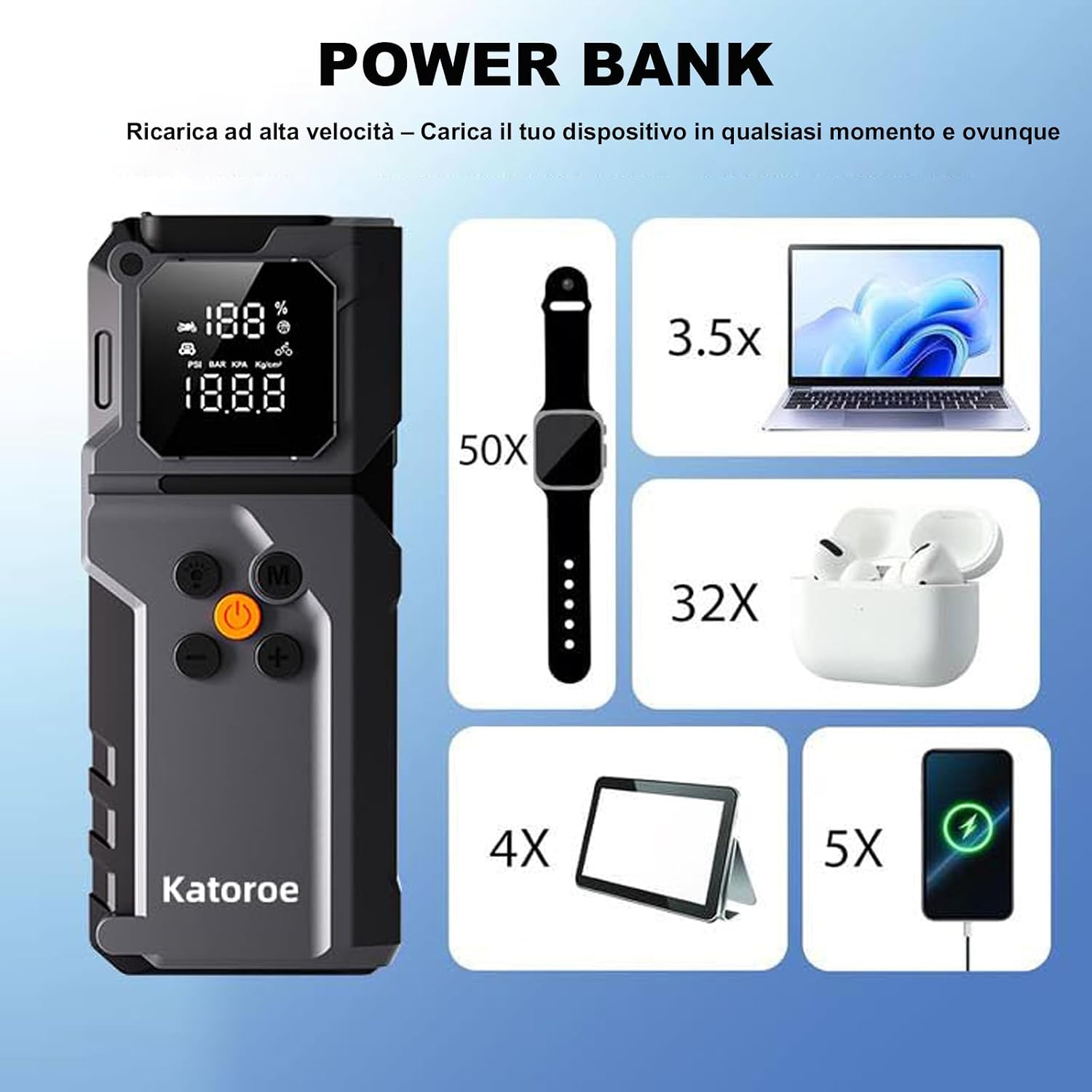 Thumbnail 5 de KATOROE Avviatore batteria 12V 4000A