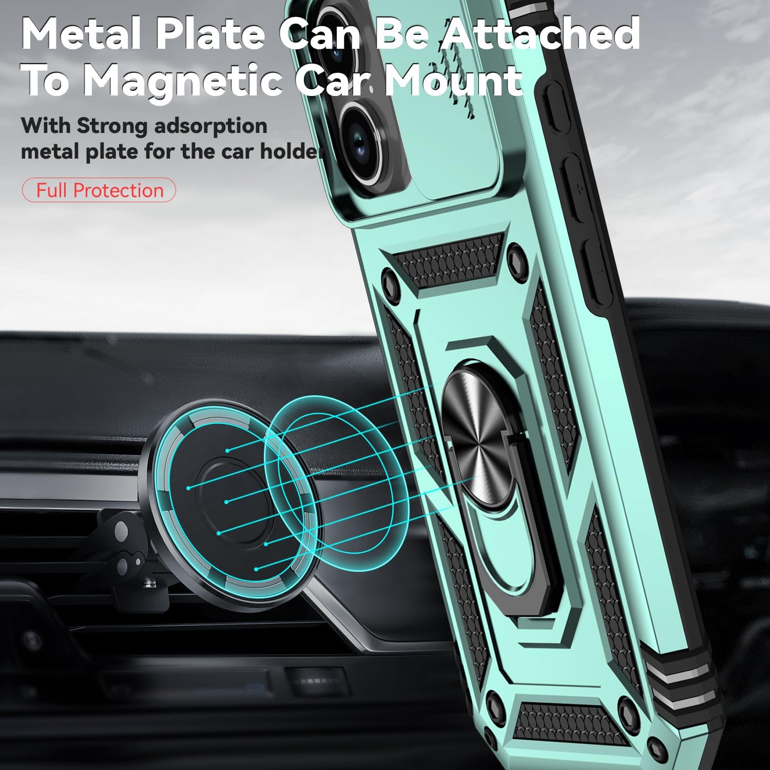 Thumbnail 2 de Hitaoyou for iPhone 17 Case with Camera Cover, Magnetic Back and Kickstand – Military Grade Protection