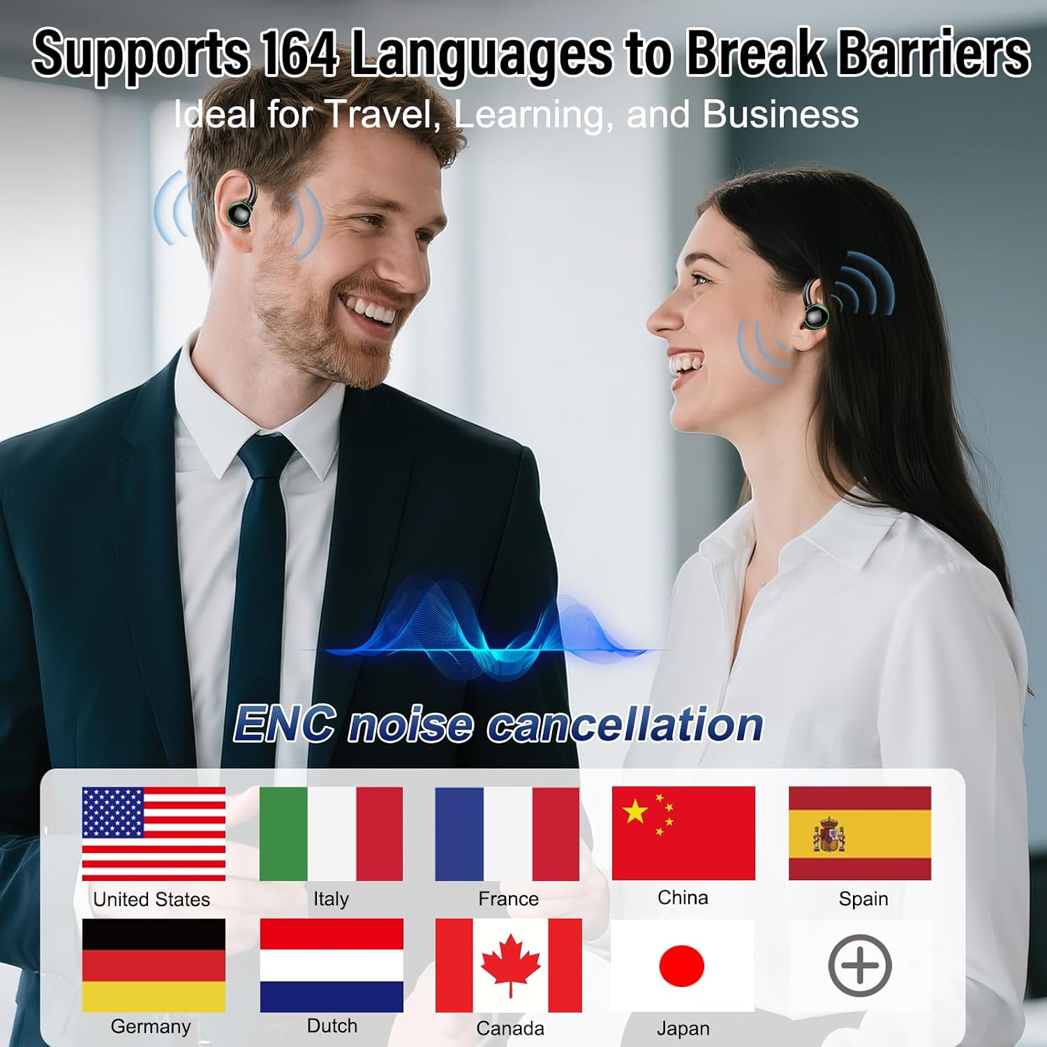 Detalle 2 de PEFUPEW C6 Translation Earbuds with 164 Languages, 8 Modes and Bluetooth 5.4
