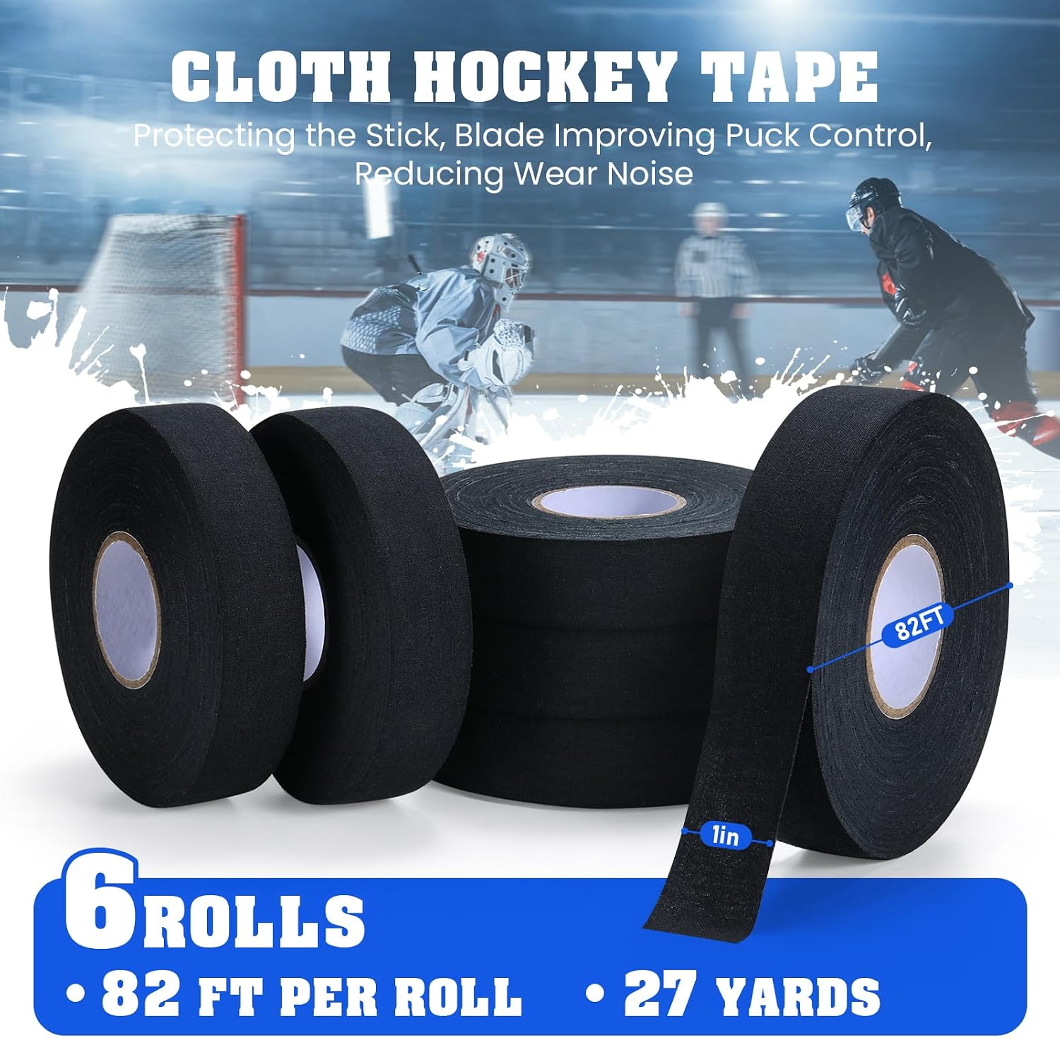 Detalle de AGUZXTM Clear Hockey Tape, 6-Pack for Socks and Shin Pads