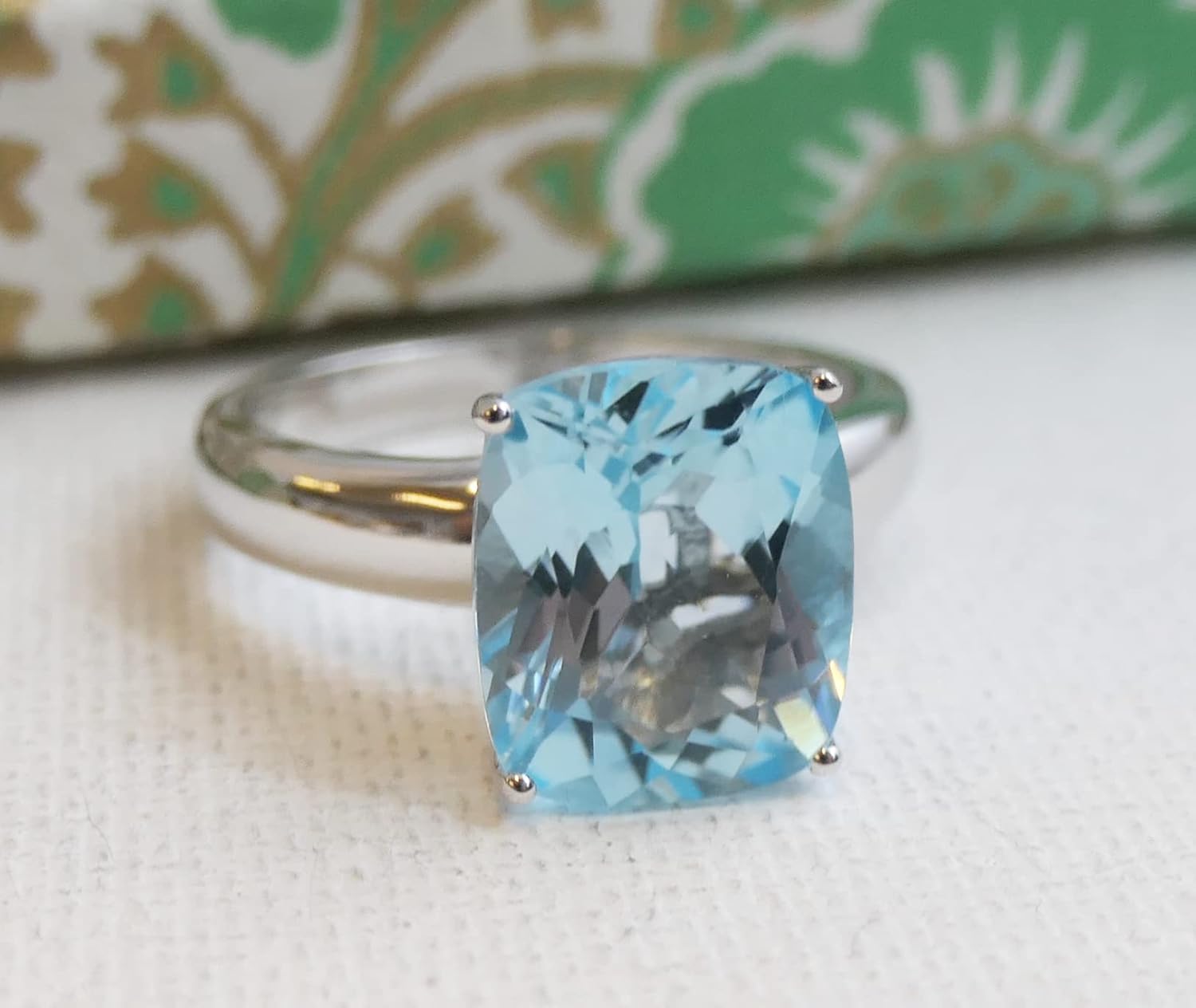 Thumbnail 6 de Kissenschliff Blautopas Sterling Silber Ring