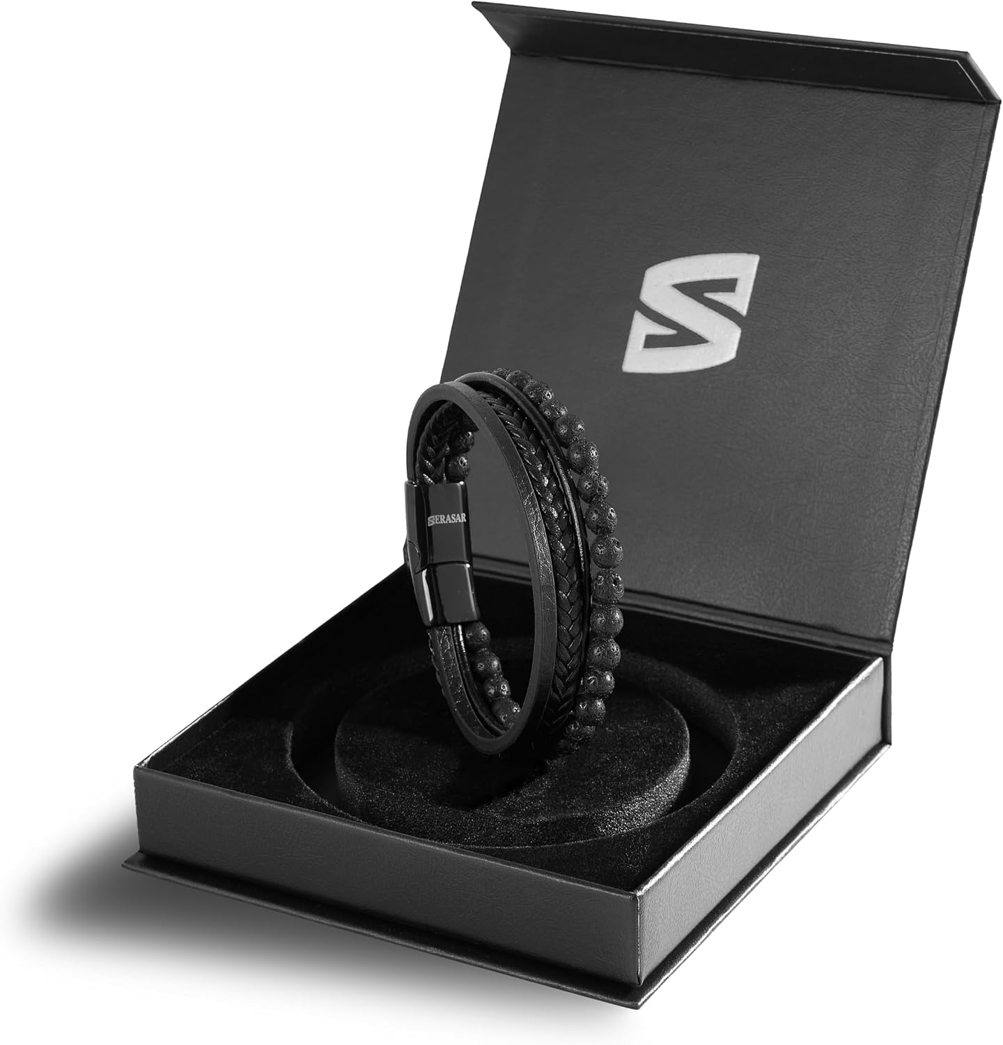 Detalle 2 de SERASAR Bracciale Uomo Pelle Nero Marrone