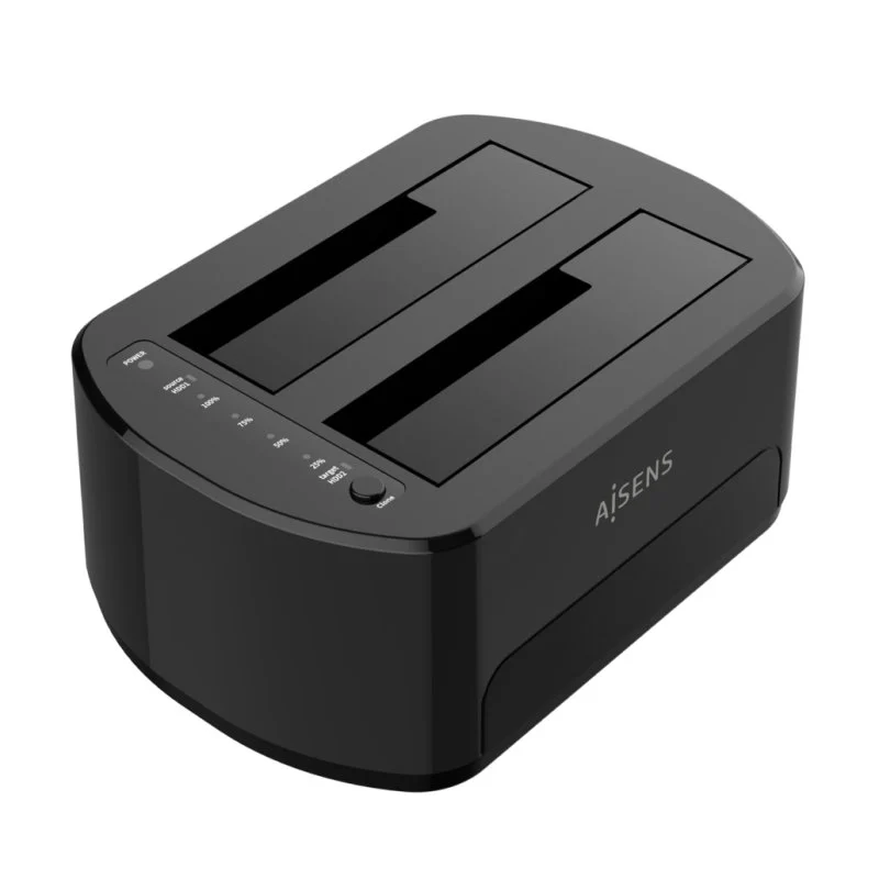 Detalle de AISENS ASDS-D03B Docking Station dual bay para discos 2.5/3.5" con clonación USB 3.0