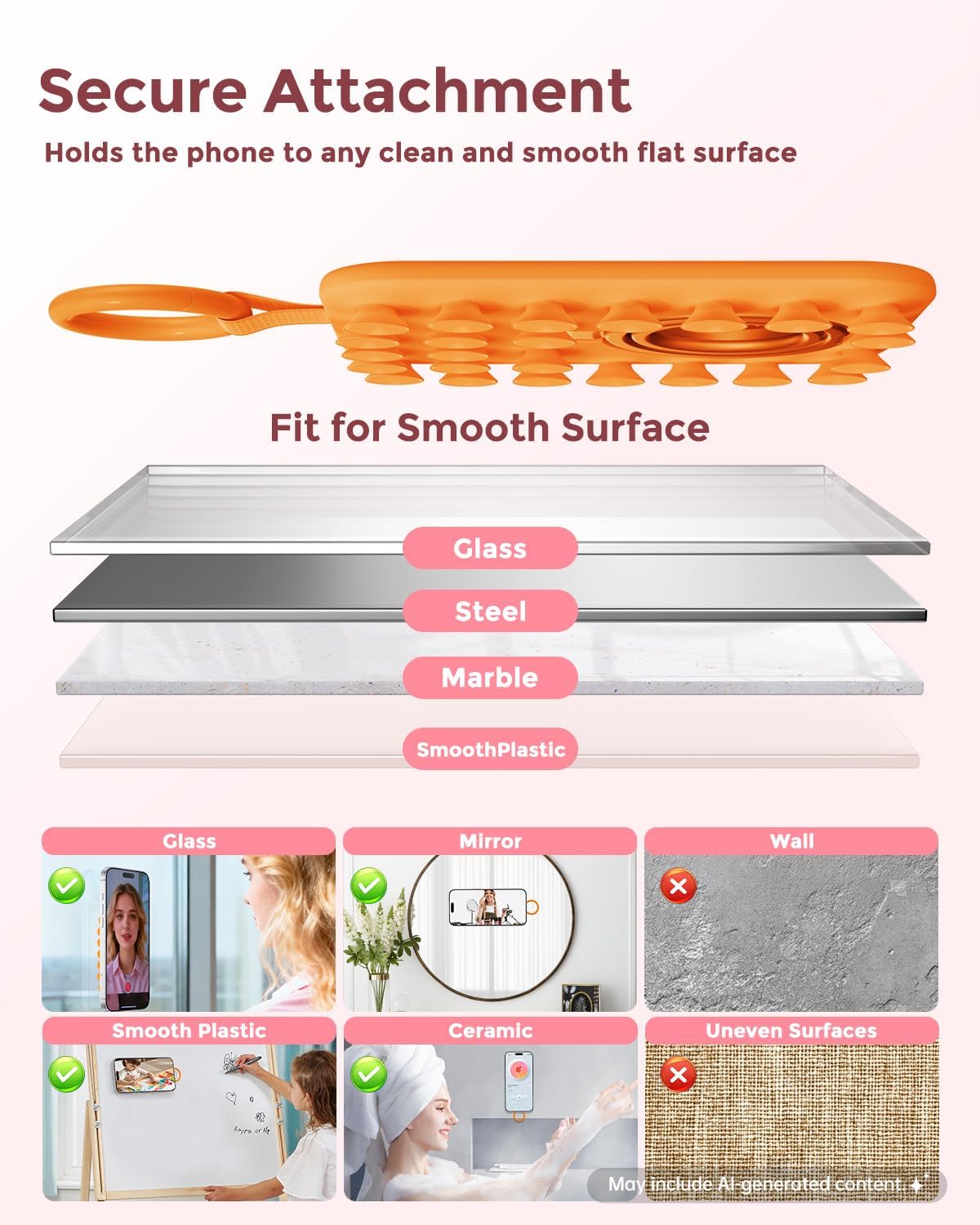 Thumbnail 6 de Syncwire Magnetic Suction Phone Mount for MagSafe (Orange) with Silicone Octo Cup Grip Ring Holder