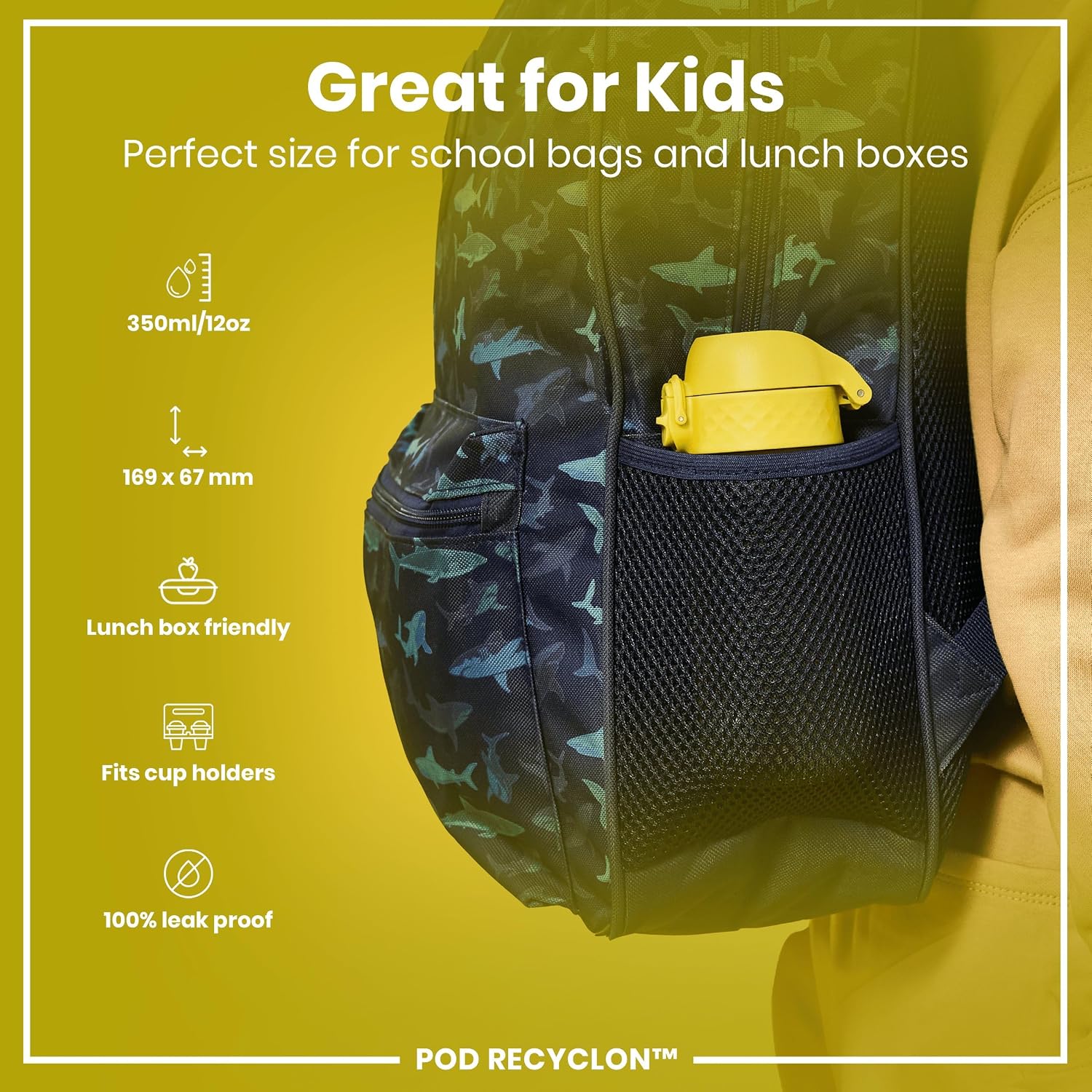 Detalle 2 de Ion8 Kids Water Bottle 350 ml: Leak-Proof, Dishwasher Safe and Carbon Neutral