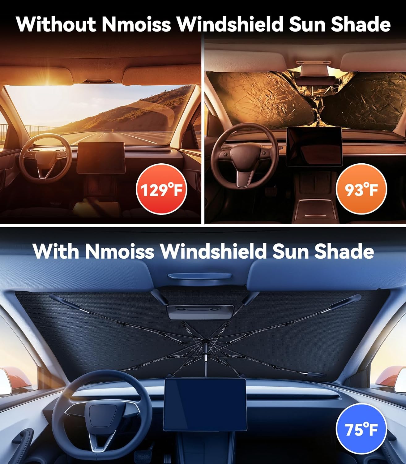 Detalle 2 de Upgraded Nmoiss Windshield Sun Shade Umbrella
