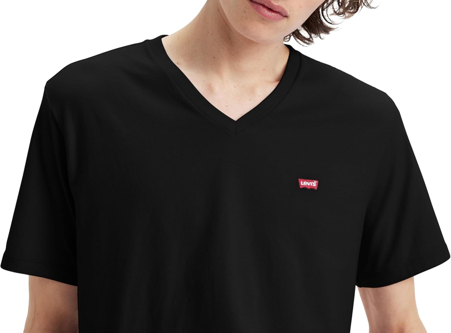 Detalle de Levi's Herren Original Housemark V-Neck T-Shirt – klassisches Basic-T-Shirt von Levi's