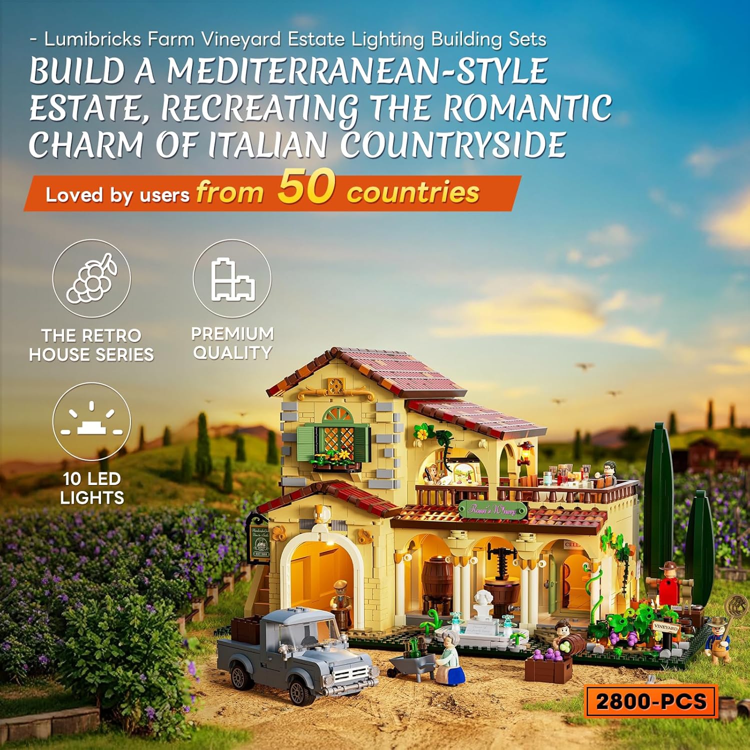 Thumbnail 1 de Lumibricks Weinbau-Anwesen Beleuchtungs Bausteine Set mit LED – 2.800 Teile (Farm-Series Modellbausatz)