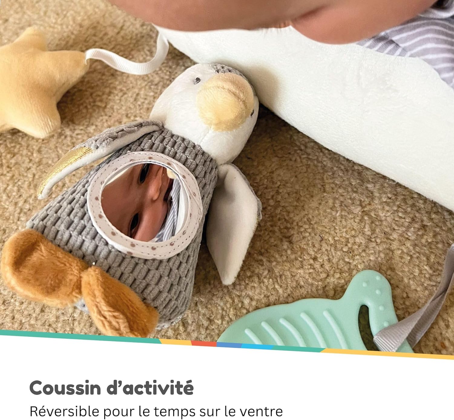 Thumbnail 6 de Nuby Petit Pinguin Tummy Time – coussin interactif pour bébé (gris), dès la naissance