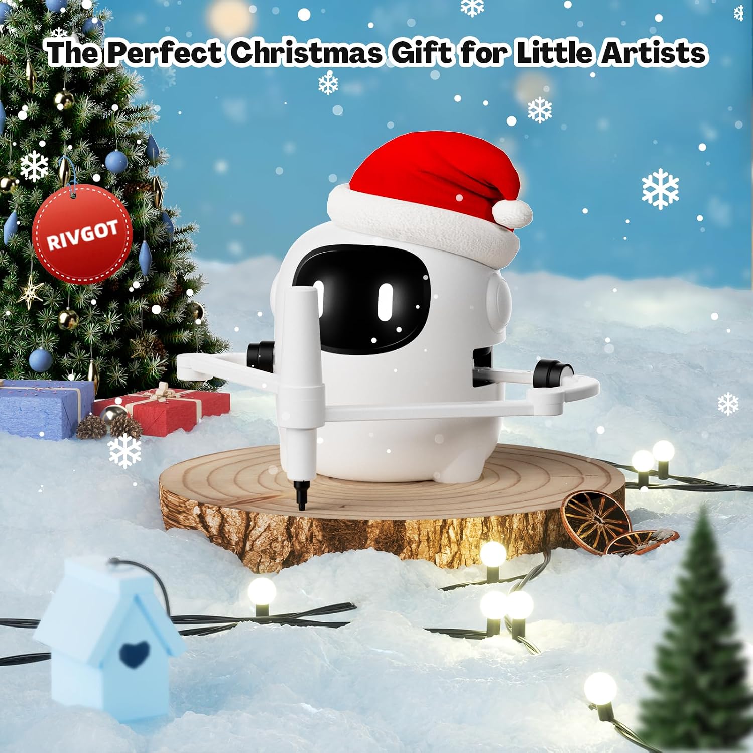 Detalle 1 de RIVGOT Q01 Drawing Robot for Kids with 150 Cards, Music & Reusable Board