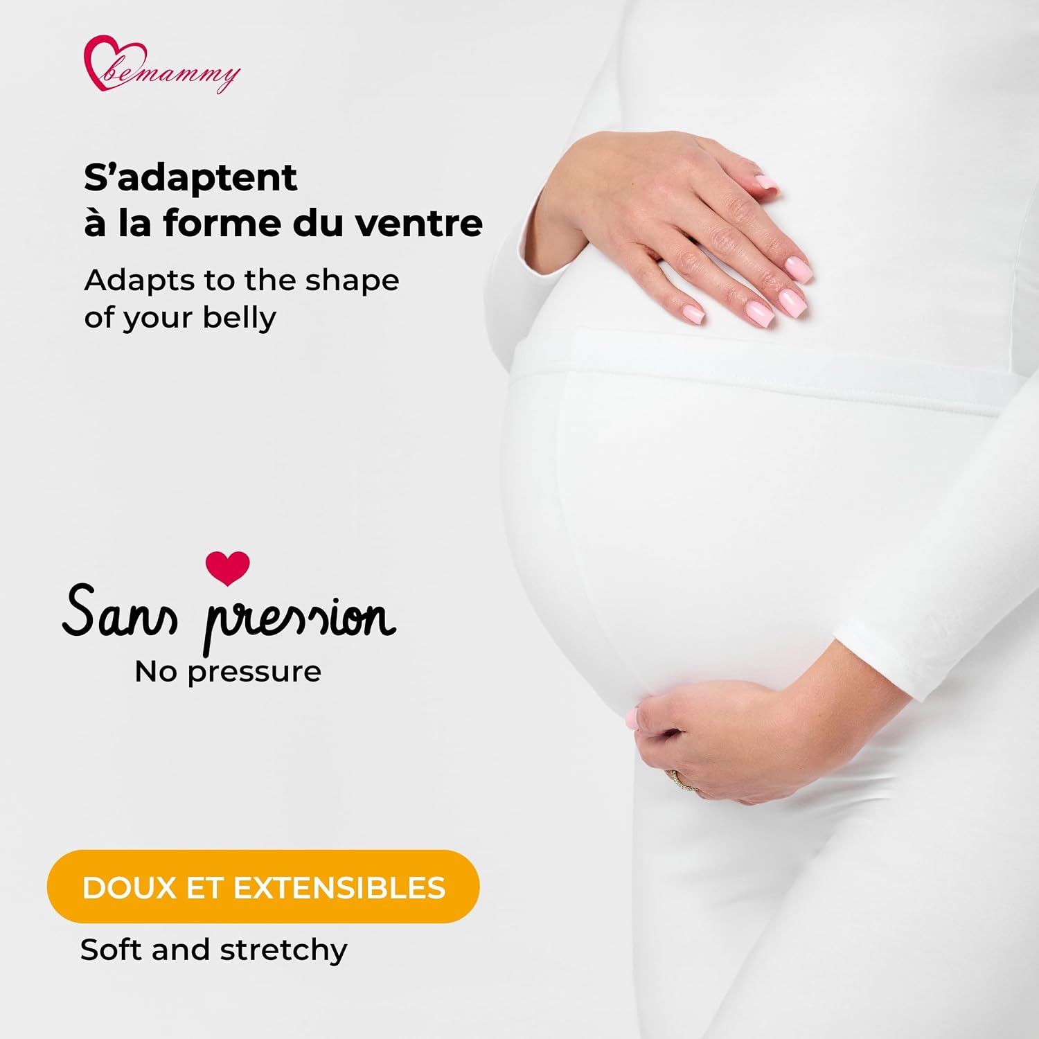 Detalle 2 de Be Mammy Legging de grossesse femme long BE20-230, taille haute confortable et doux pour la peau