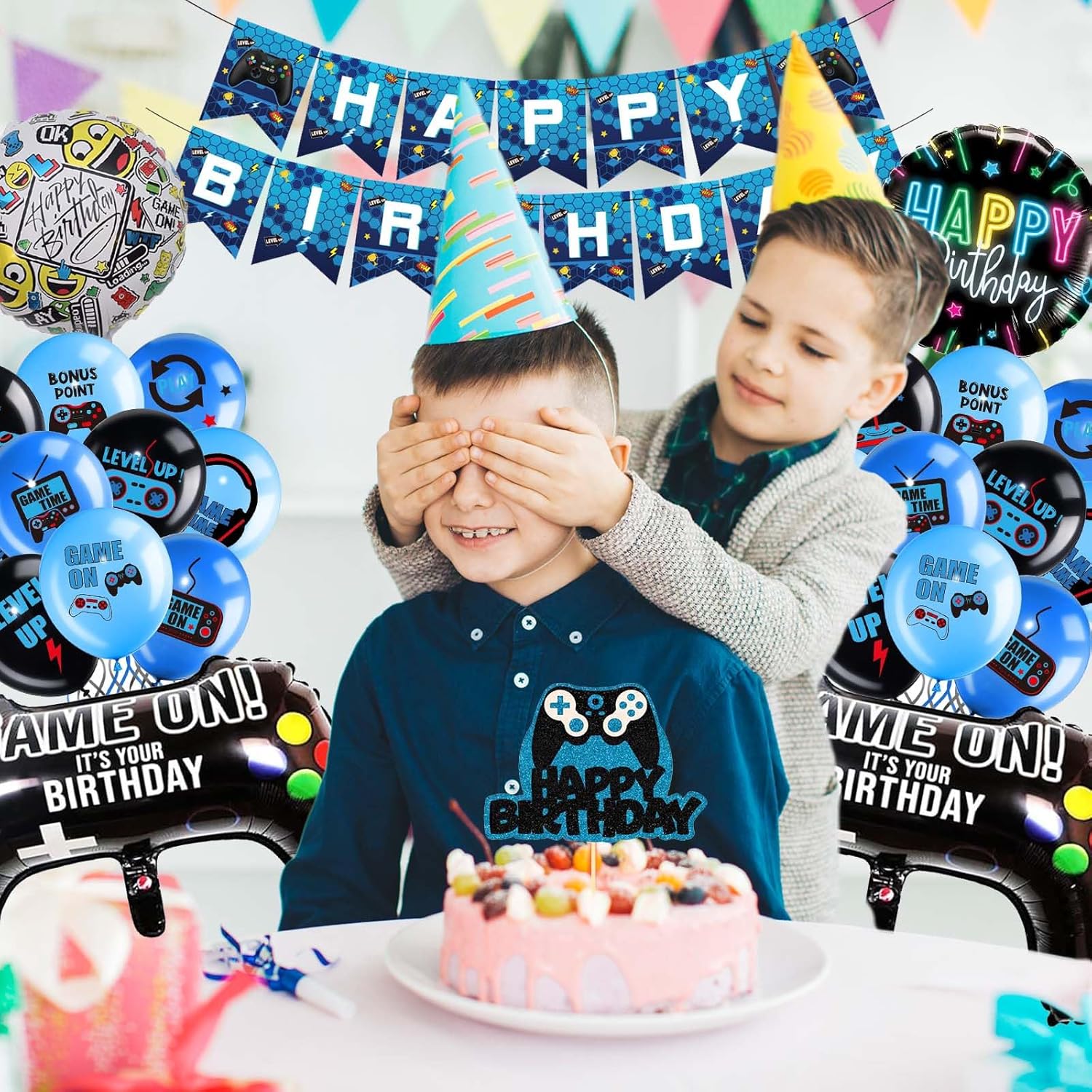Thumbnail 4 de Betensh 10. Geburtstag Junge Luftballon Set – Videospiel-Themen Dekoration in Blau