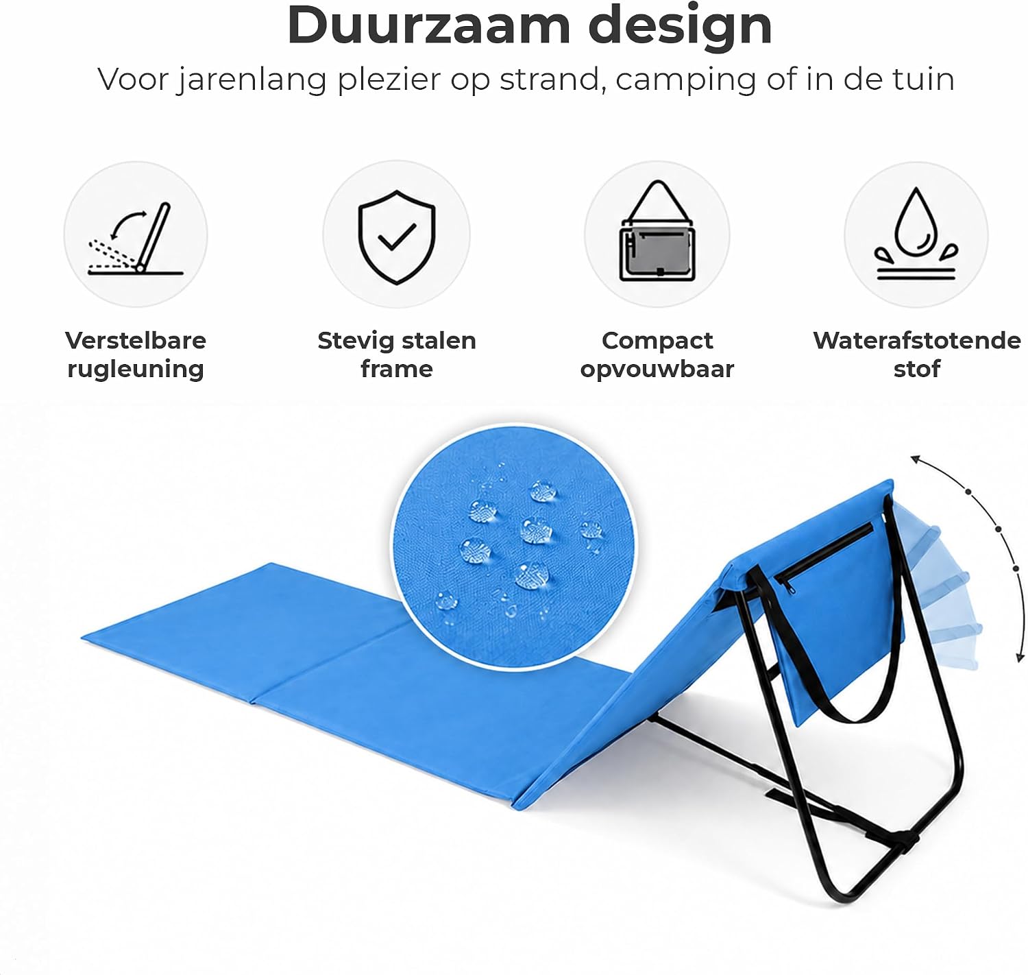 Detalle de Intimo Living 2er Set Strandliege klappbar leicht – faltbare Liege mit Rückenlehne, blau (152x51 cm)