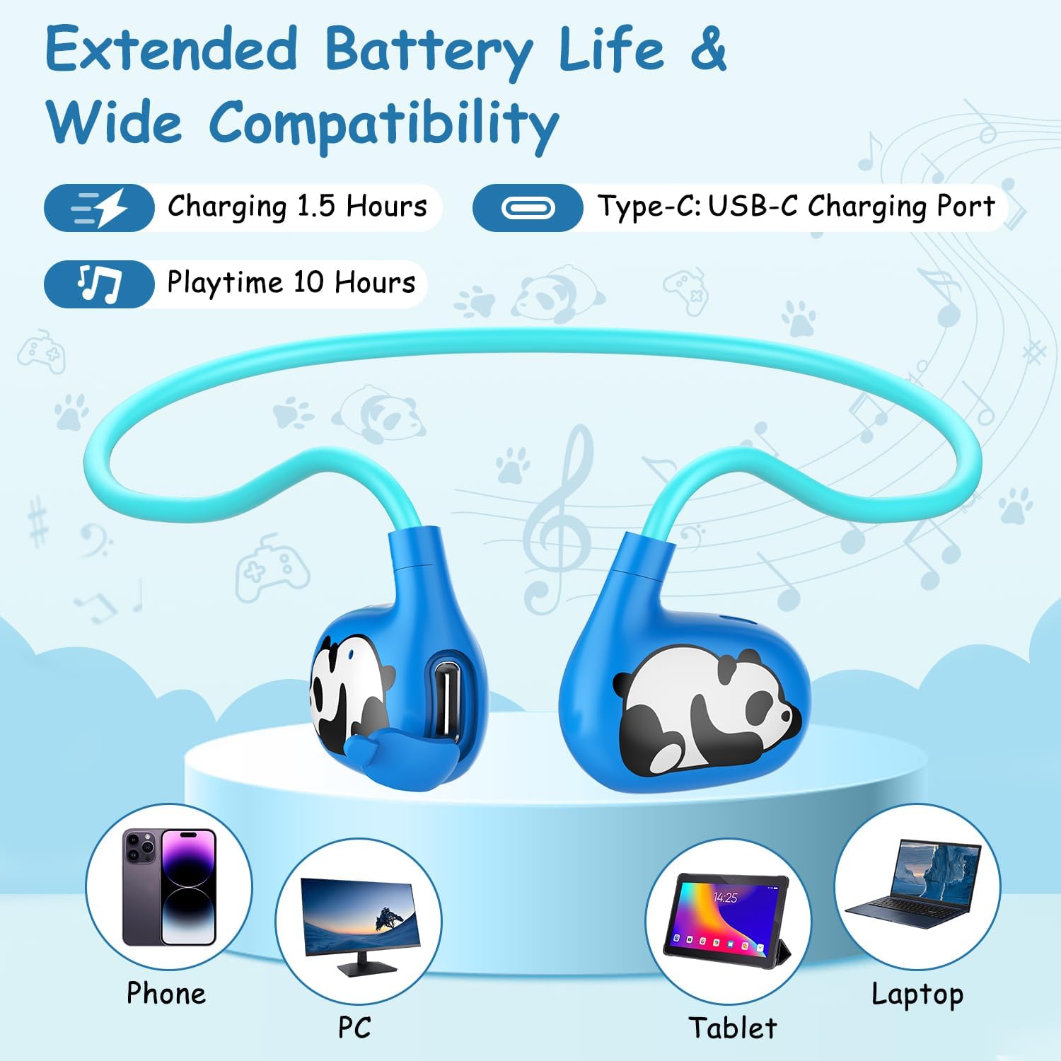 Thumbnail 5 de iDIGMALL Cute Panda Open Ear Headphones