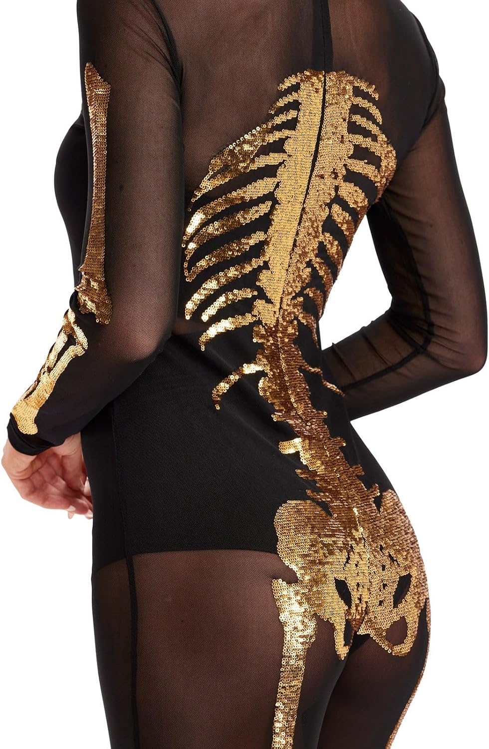Detalle 1 de Tipsy Elves Skeleton Bodysuit in Stretch Mesh