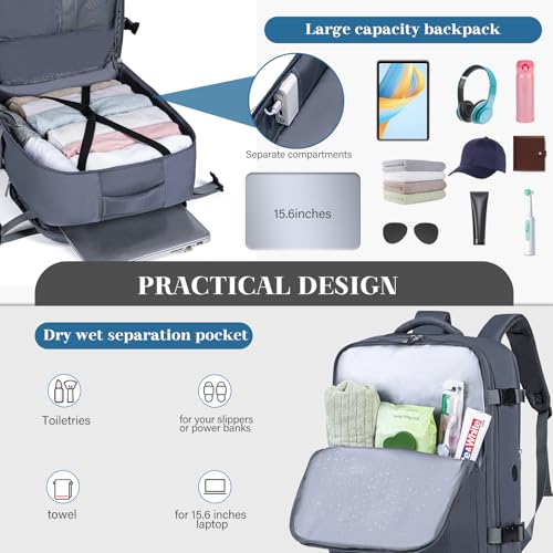 Detalle 2 de Hayayu Bagaglio a Mano per EasyJet 45x36x20 cm: zaino di lavoro e viaggio con 32 L di capacità