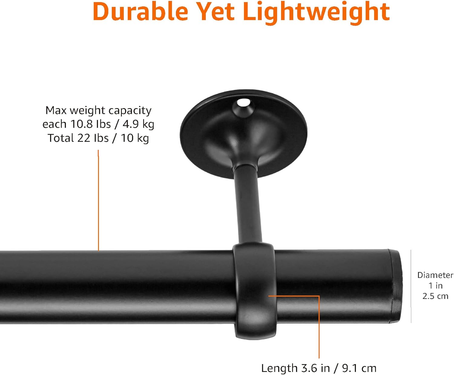 Detalle de Amazon Basics Metal Curtain Pole Ceiling Brackets (Set of 2) – Black