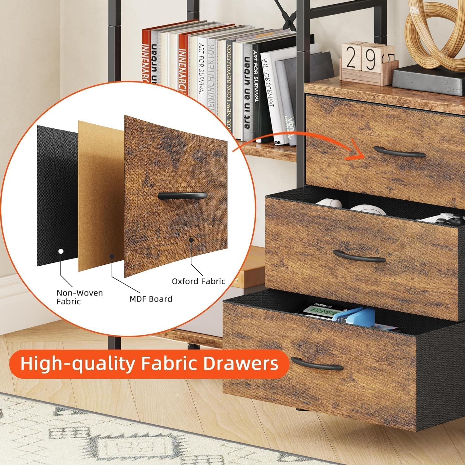 Thumbnail 3 de AFLUI Triple Bookshelf 47" Rustic Brown