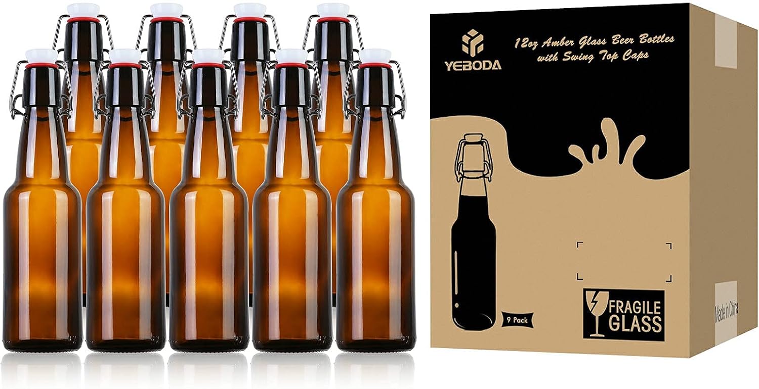 Thumbnail 5 de YEBODA 12 oz Amber Beer Bottles with Flip Caps 🍺