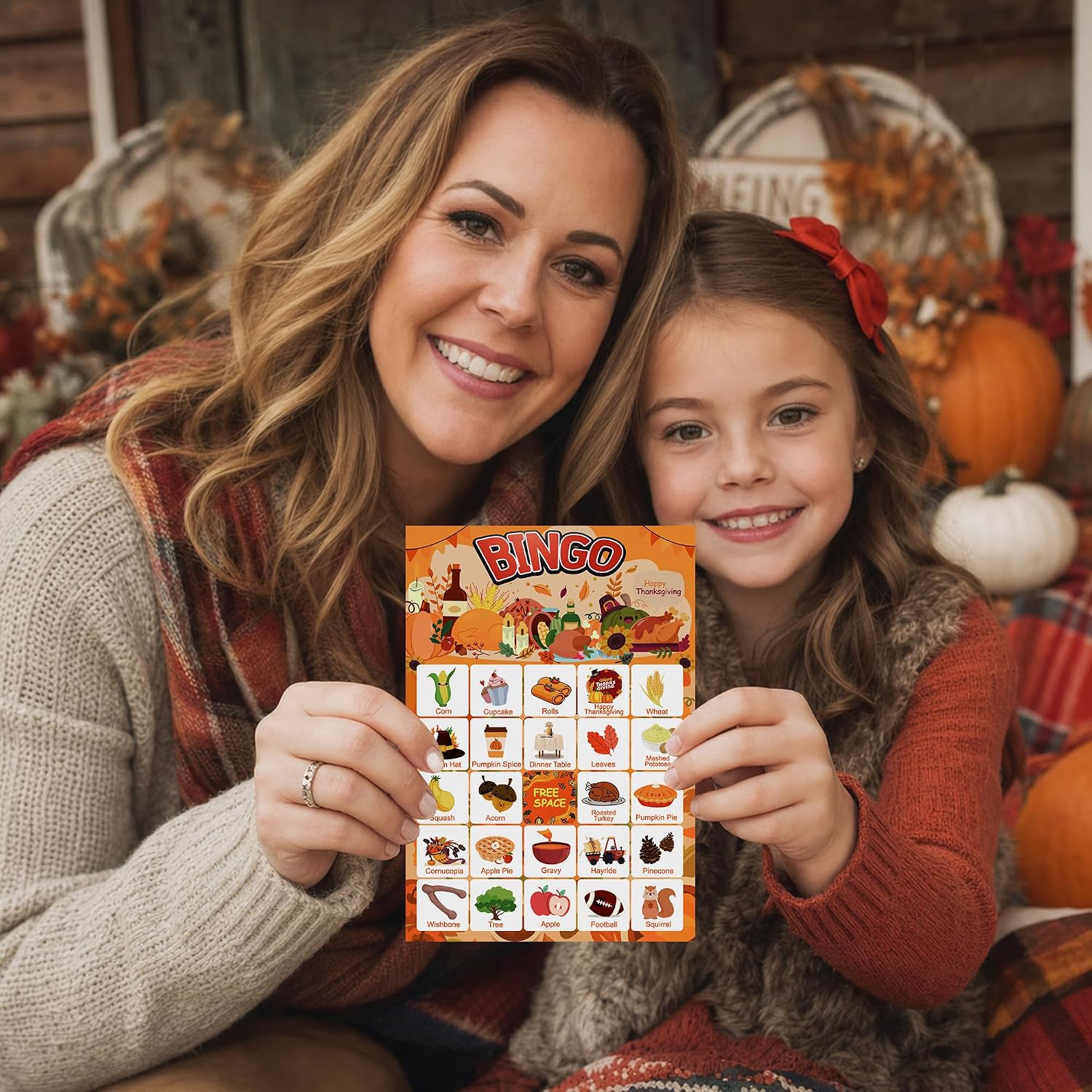 Detalle 2 de MDDRUIQI Thanksgiving Bingo Game for Kids, 24-Player Set with Turkey Markers