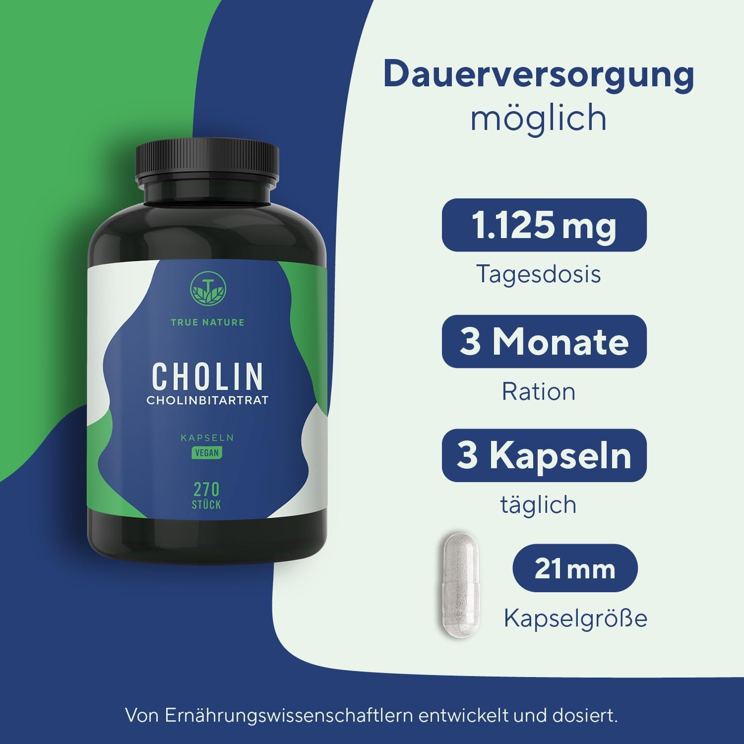 Thumbnail 3 de TRUE NATURE Cholin Kapseln 1125mg