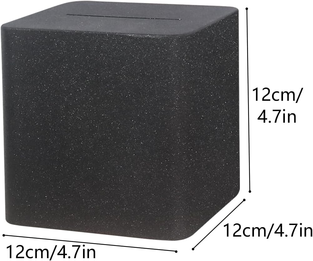 Detalle de Stainless Steel Money Box 4.72” x 4.72” x 4.72” – Unopenable Saving Box (Black)