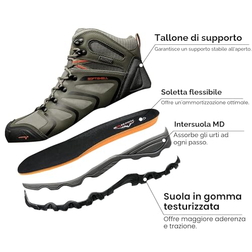 Detalle de NORTIV 8 Scarponi Trekking Uomo – Impermeabili, EVA leggera e suola antiscivolo, 43