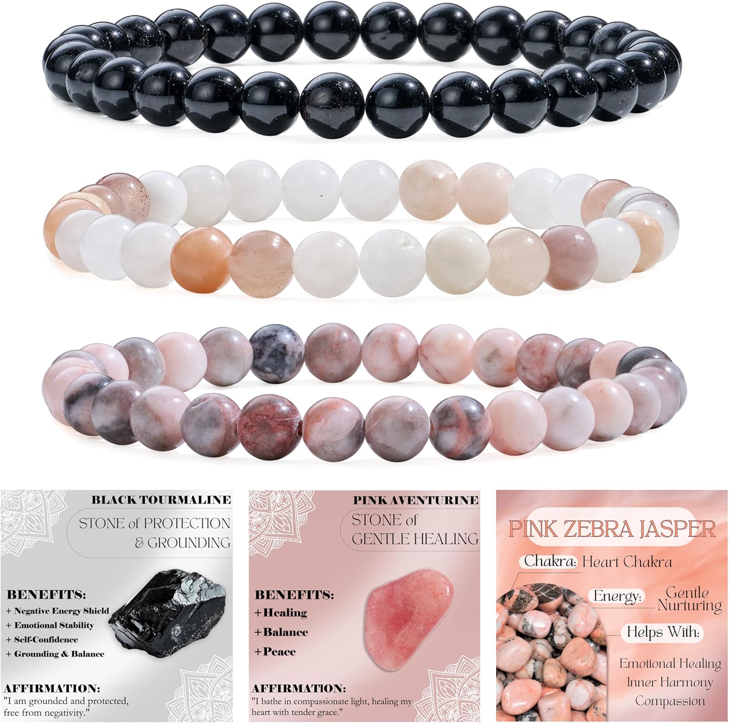 Detalle 2 de Bivei 3pcs beaded bracelet for women đź’Ť
