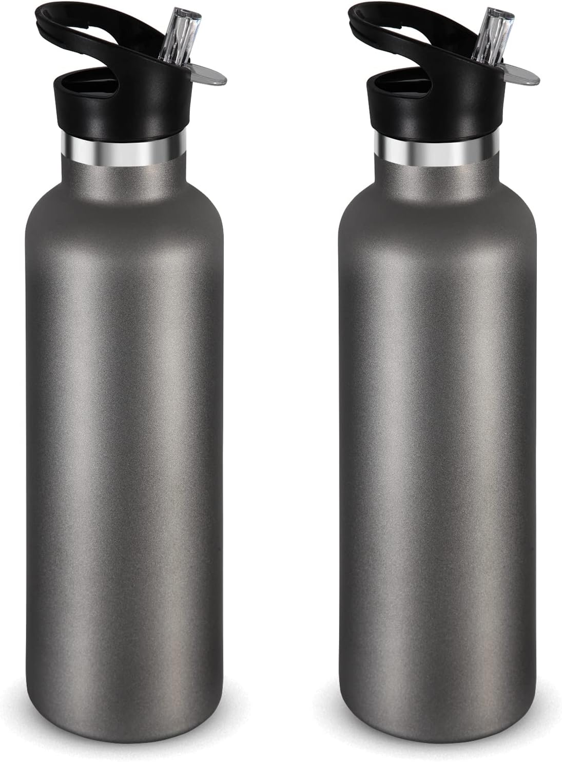 Detalle de Volhoply 750 ml isolerad vattenflaska, 2-pack i rostfritt stål med sugrörslock