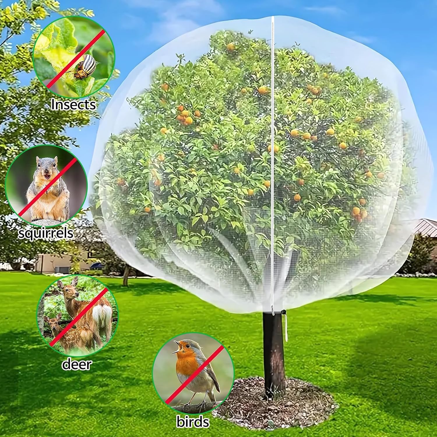 Thumbnail 5 de 2PCS 2.4 x 2.4 m Large Fruit Tree Netting – Reusable Garden Mesh with Zipper & Drawstring