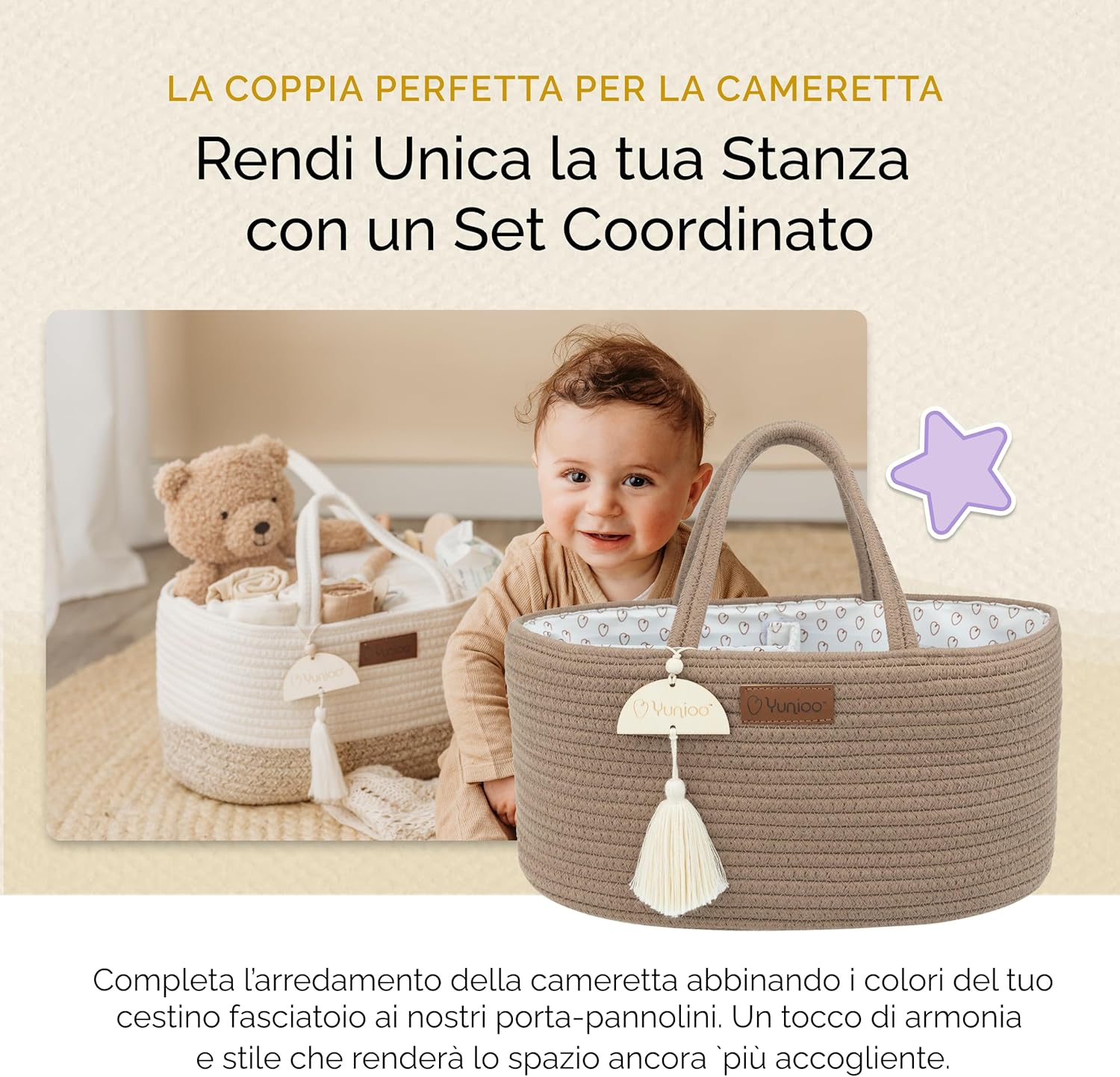 Thumbnail 6 de Yunioo Cesta Fasciatoio per Neonato con Materassino Impermeabile – Fasciatoio Portatile in Cotone, Morbido e Durevole