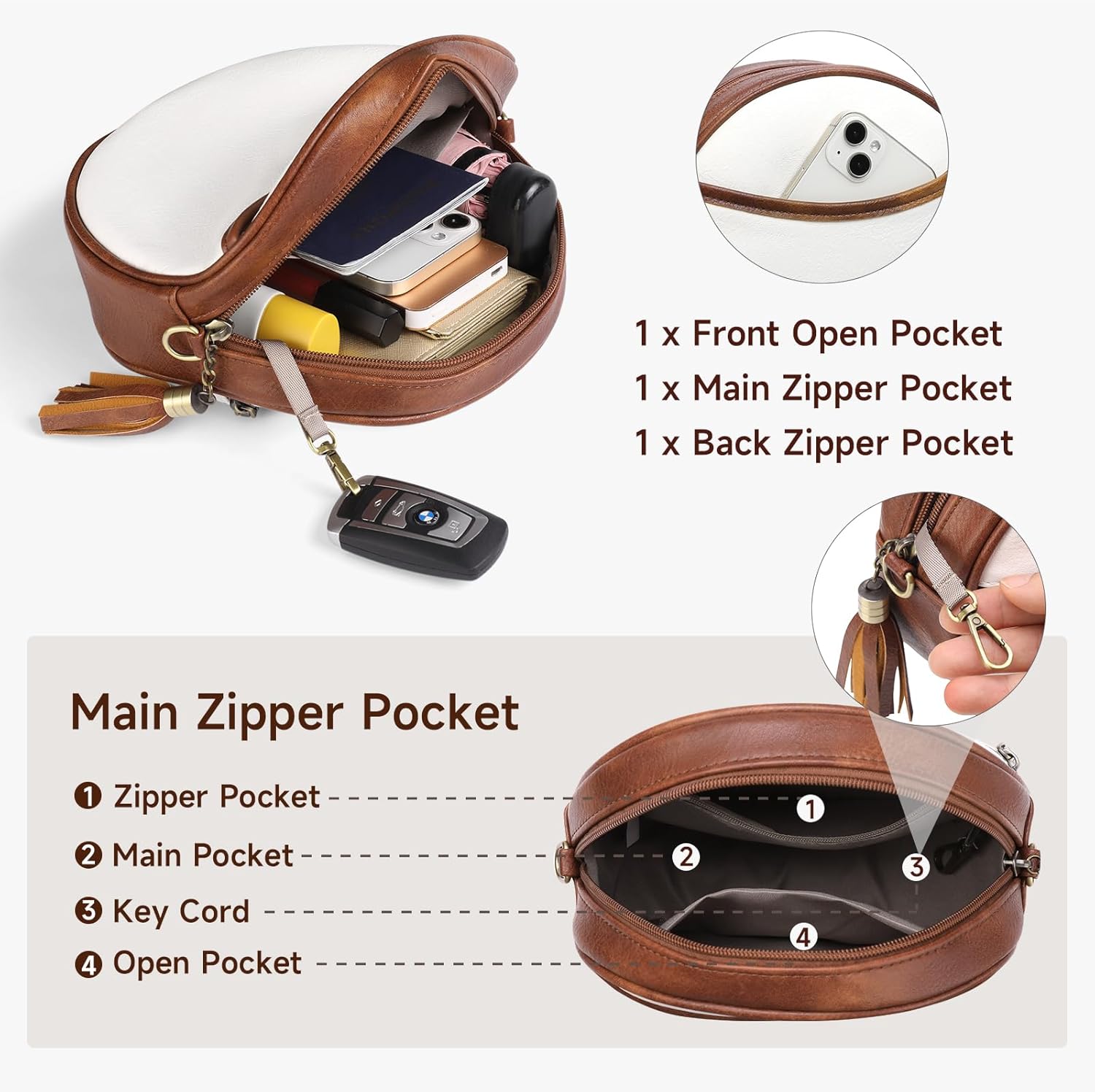 Thumbnail 2 de GAEKEAO Round Crossbody Bag for Women in Vegan Leather