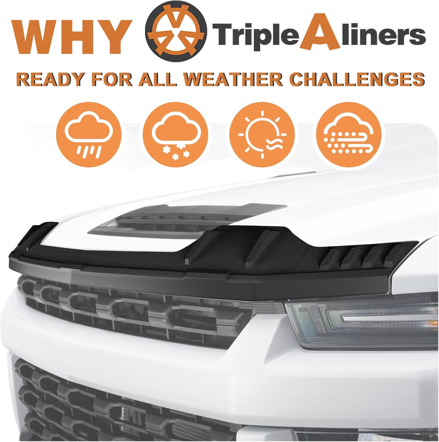 Thumbnail 5 de TripleAliners TPE Hood Deflector for 2020-2025 2026 Chevy Silverado 2500/3500HD