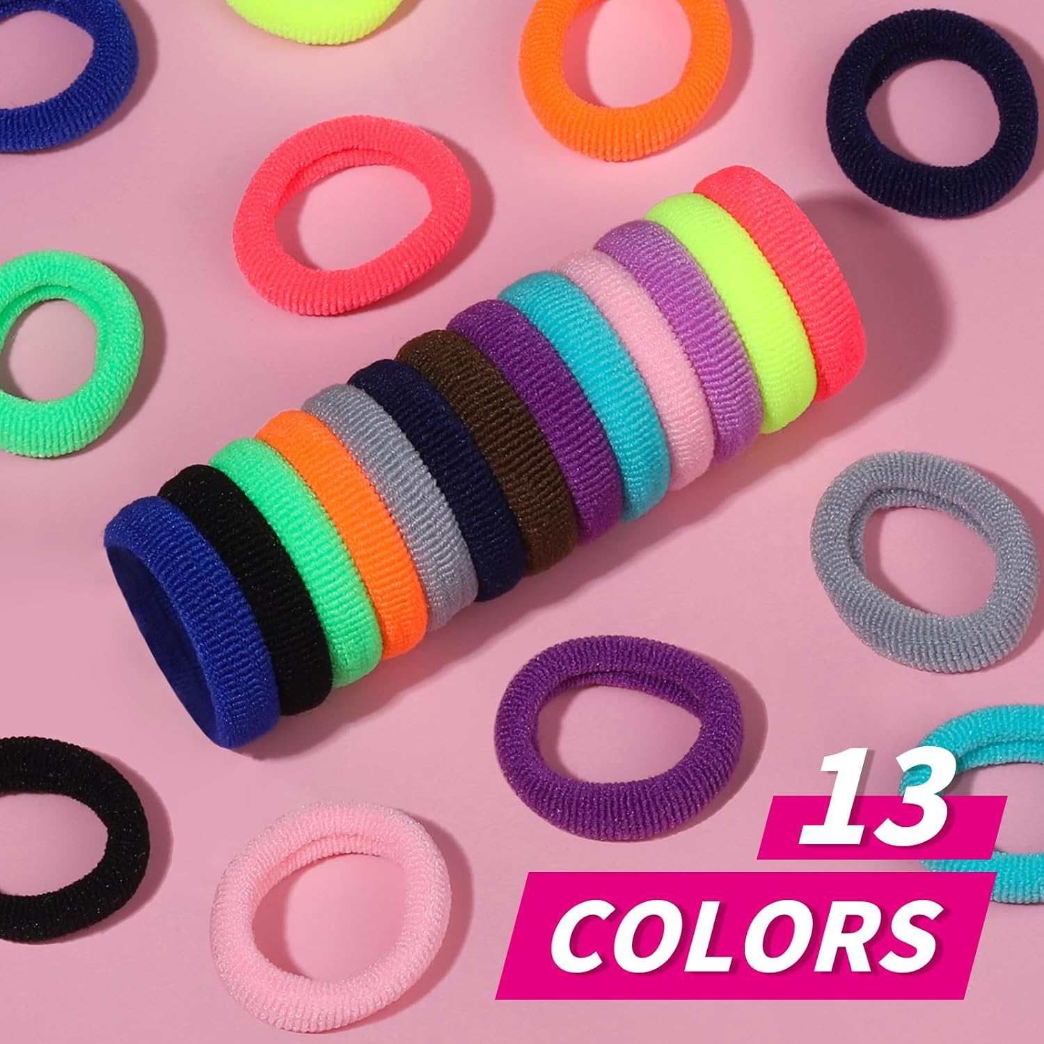 Detalle de YGDZ Cotton Mini Hair Ties, 300 Seamless Multicolor Elastics for Kids