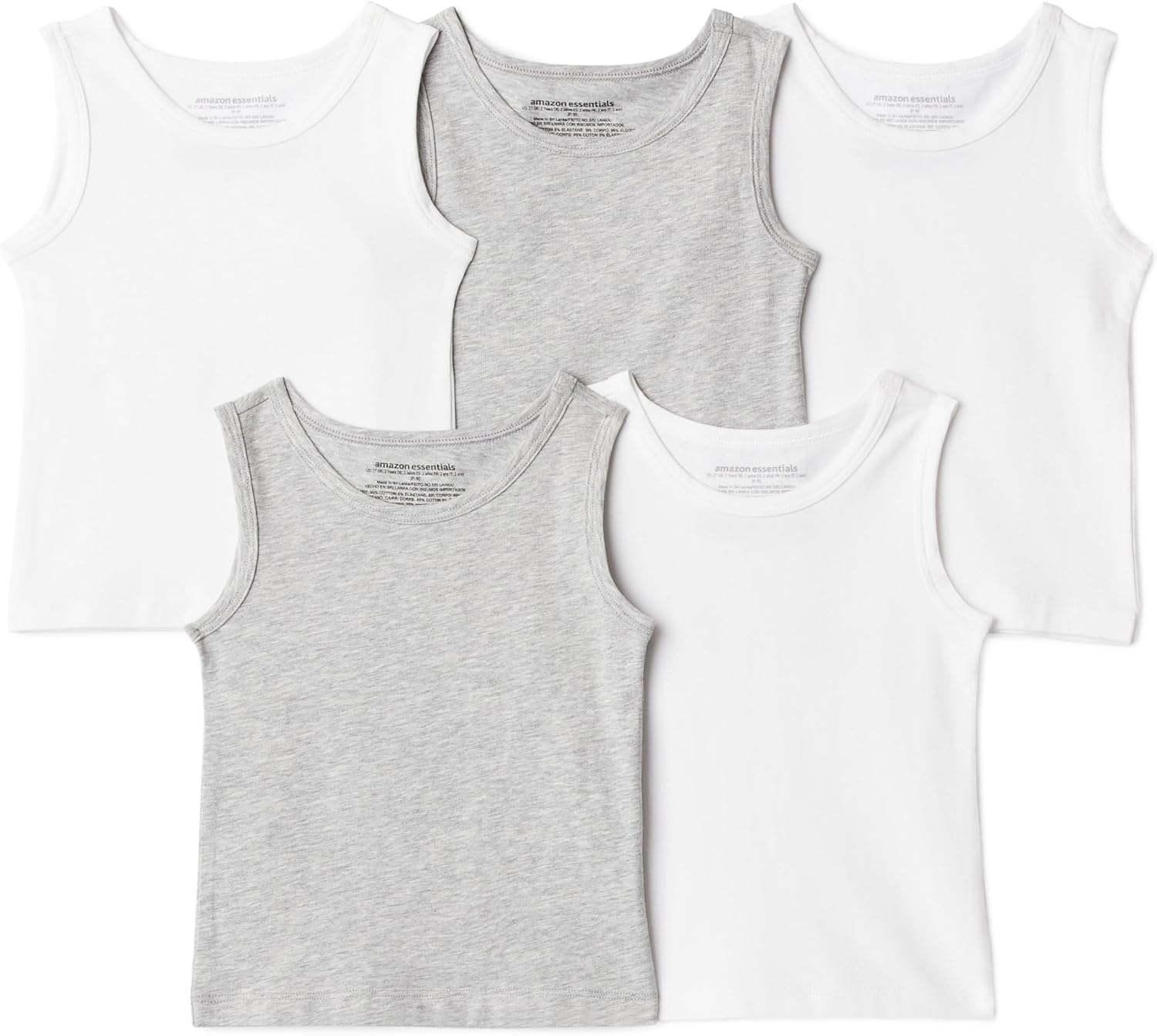 Detalle de Amazon Essentials Jungen Tanktop-Unterhemden aus Baumwoll-Jersey, 5er Pack – Slim Fit