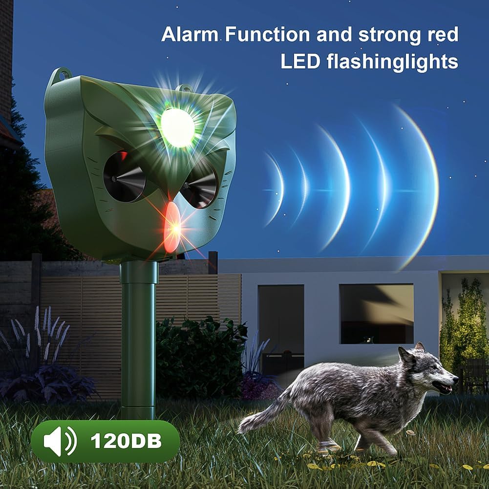 Detalle de Répulsif Chat Ultrason SOKTNEU – 5 modes, solaire, IP44, pour jardins et extérieurs