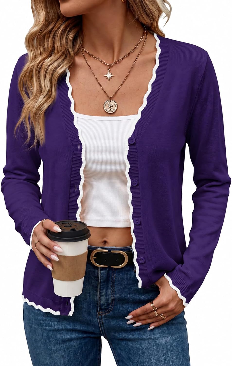 Detalle de TCOT Women's Knit Cardigan Sweater